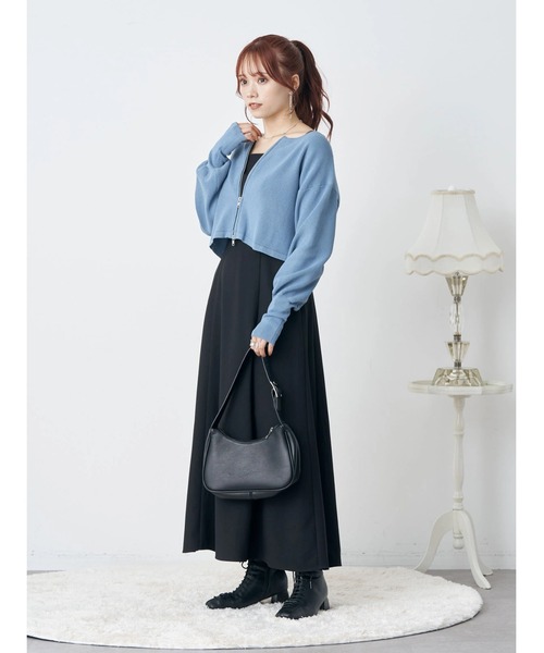 earth music&ecology（アースミュージックアンドエコロジー）の「Wジップニットカーディガン（カーディガン/ボレロ・レディース・ブラック/ベージュ/ブルー・FREE）」の16枚目の写真