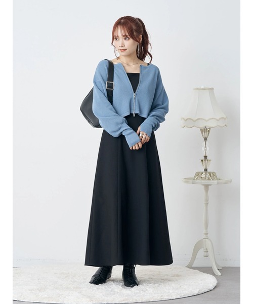 earth music&ecology（アースミュージックアンドエコロジー）の「Wジップニットカーディガン（カーディガン/ボレロ・レディース・ブラック/ベージュ/ブルー・FREE）」の11枚目の写真