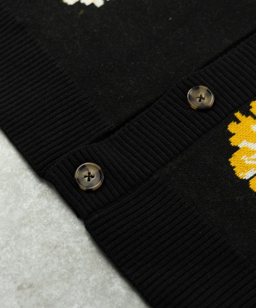 NYLAUS（ナイラス）の「別注 フラワージャガード ルーズニットカーディガン（カーディガン/ボレロ・メンズ・ブラック/グリーン/イエロー・M/L）」の11枚目の写真