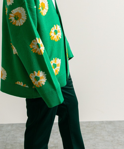 NYLAUS（ナイラス）の「別注 フラワージャガード ルーズニットカーディガン（カーディガン/ボレロ・メンズ・ブラック/グリーン/イエロー・M/L）」の18枚目の写真