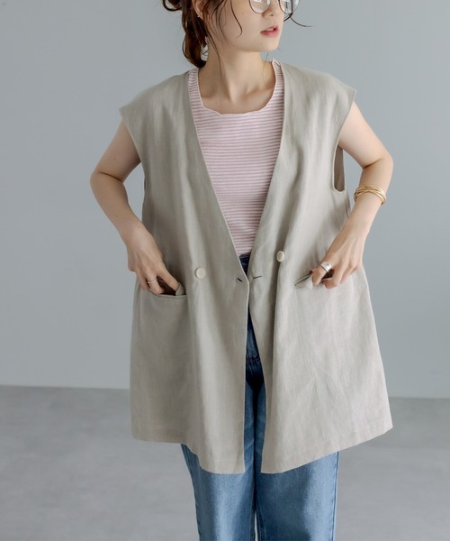 PUAL CE CIN(ピュアルセシン)の「テレコ染め分けボーダータンクトップ(タンクトップ・レディース・ブラック/ピンク/ベージュ・FREE)」の11枚目の写真