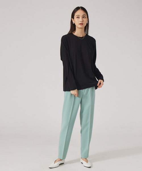 qualite（カリテ）の「レギュラーヘムコットンカットソー（Tシャツ/カットソー・レディース・オフホワイト/ブラック・フリー）」の9枚目の写真