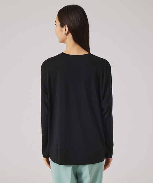 qualite（カリテ）の「レギュラーヘムコットンカットソー（Tシャツ/カットソー・レディース・オフホワイト/ブラック・フリー）」の7枚目の写真