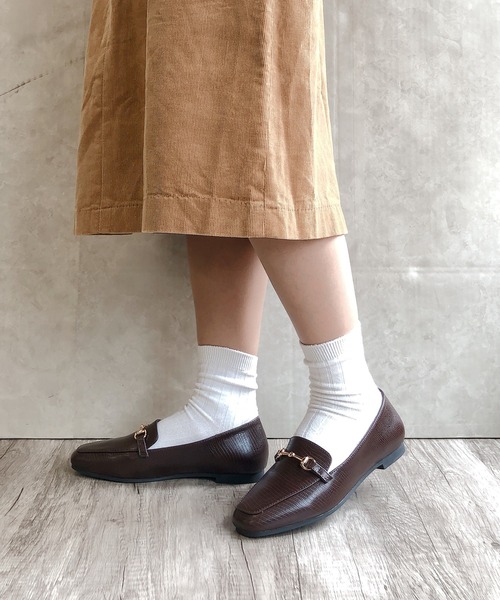 Noubel Voug Relax（ヌーベルヴォーグリラックス）の「リザード型押しビットローファーパンプス（ローファー・レディース・ダークベージュ/ベージュ/ダークブラウン/ブラック・3L/S/M/L/LL）」の2枚目の写真