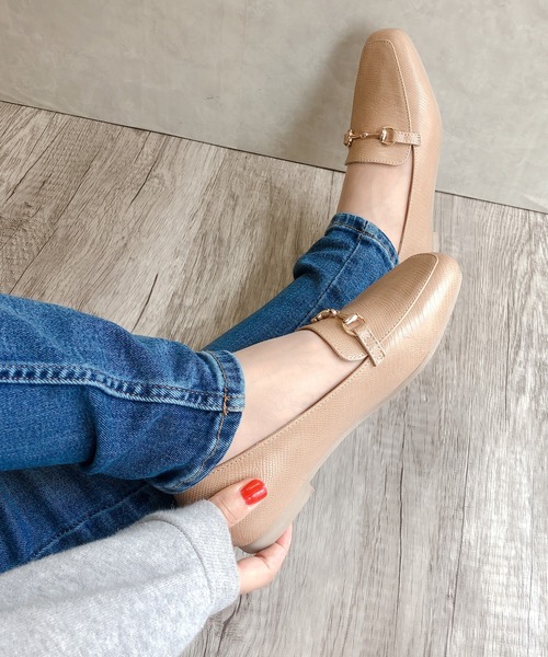 Noubel Voug Relax（ヌーベルヴォーグリラックス）の「リザード型押しビットローファーパンプス（ローファー・レディース・ダークベージュ/ベージュ/ダークブラウン/ブラック・3L/S/M/L/LL）」の8枚目の写真