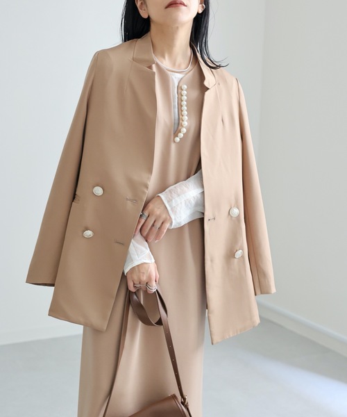 ap retro(アプレトロ)の「深Vネックパール付きワンピース / キーネックノースリワンピース(ワンピース・レディース・ブラック/ベージュ/ブルー/ライトグリーン/アイボリー・FREE)」の14枚目の写真