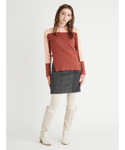 FURFUR（ファーファー）の「カラーブロックリブニット（ニット/セーター・レディース・ピンク/グリーン/イエロー・FREE）」の12枚目の写真