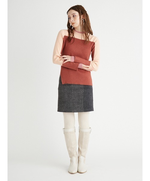 FURFUR（ファーファー）の「カラーブロックリブニット（ニット/セーター・レディース・ピンク/グリーン/イエロー・FREE）」の5枚目の写真