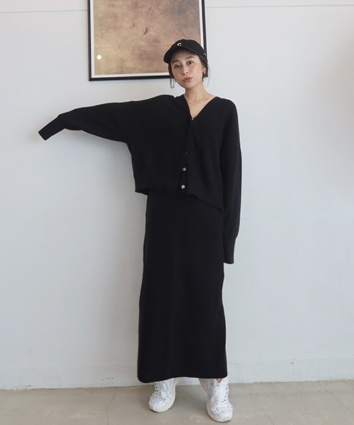 CREDONA（クレドナ）の「ウォッシャブルワッフルニットSK（スカート・レディース・ブラック・FREE）」の6枚目の写真