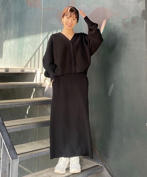 CREDONA（クレドナ）の「ウォッシャブルワッフルニットSK（スカート・レディース・ブラック・FREE）」の13枚目の写真