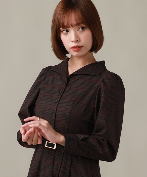 Cheek（チーク）の「クラシカルチェックワンピース（ワンピース・レディース・ブラウン/グレー/ダークグリーン系・SMALL/MEDIUM）」の16枚目の写真