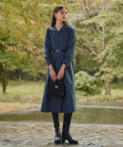 Cheek（チーク）の「クラシカルチェックワンピース（ワンピース・レディース・ブラウン/グレー/ダークグリーン系・SMALL/MEDIUM）」の5枚目の写真