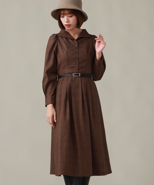 Cheek（チーク）の「クラシカルチェックワンピース（ワンピース・レディース・ブラウン/グレー/ダークグリーン系・SMALL/MEDIUM）」の8枚目の写真