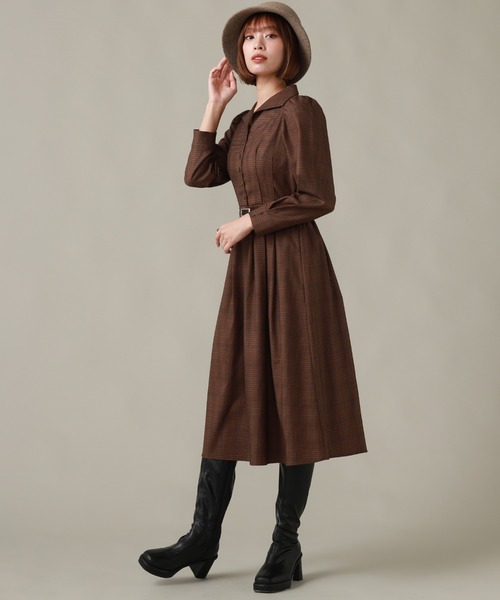 Cheek（チーク）の「クラシカルチェックワンピース（ワンピース・レディース・ブラウン/グレー/ダークグリーン系・SMALL/MEDIUM）」の10枚目の写真