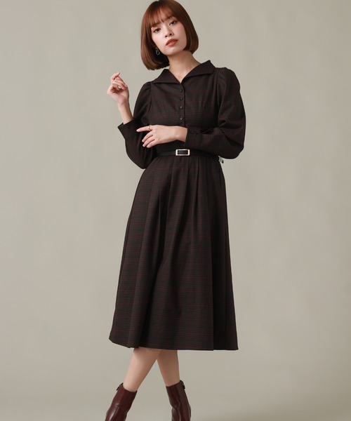 Cheek（チーク）の「クラシカルチェックワンピース（ワンピース・レディース・ブラウン/グレー/ダークグリーン系・SMALL/MEDIUM）」の12枚目の写真
