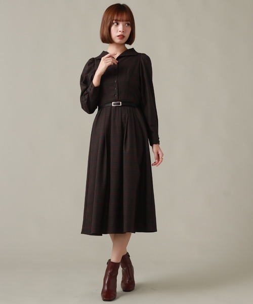 Cheek（チーク）の「クラシカルチェックワンピース（ワンピース・レディース・ブラウン/グレー/ダークグリーン系・SMALL/MEDIUM）」の13枚目の写真