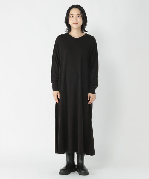 studio CLIP（スタディオクリップ）の「【洗濯機で洗える/毛玉になりにくい】12ゲージラクリルフレアーニットワンピース（ワンピース・レディース・ブルー/イエロー/ブラック・FREE）」の10枚目の写真