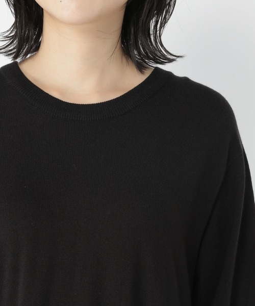 studio CLIP（スタディオクリップ）の「【洗濯機で洗える/毛玉になりにくい】12ゲージラクリルフレアーニットワンピース（ワンピース・レディース・ブルー/イエロー/ブラック・FREE）」の5枚目の写真