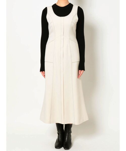 LAGUNAMOON（ラグナムーン）の「バイカラーステッチジャンパースカート（ジャンパースカート・レディース・パープル/ブラウン/アイボリー・SMALL/MEDIUM）」の4枚目の写真