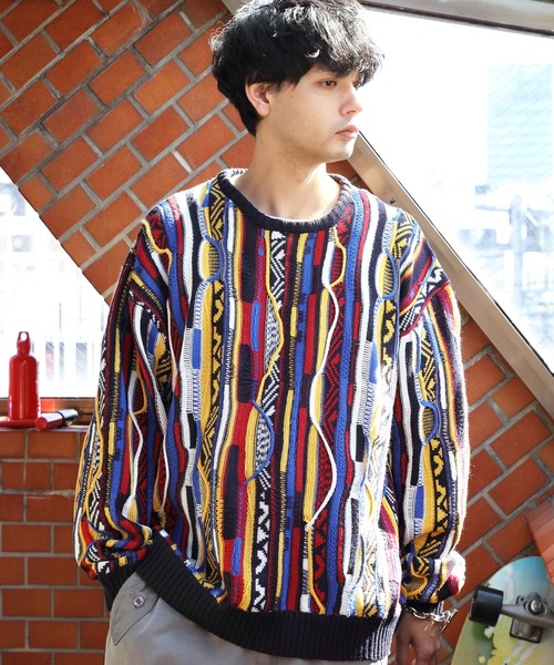 ８(eight)（エイト）の「３Ｄクルーネックニット（ニット/セーター・メンズ・ブラウン/グリーン/ネイビー/ネイビー系/ブラック・MEDIUM/LARGE）」の5枚目の写真