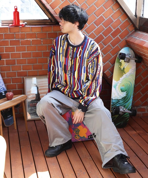 ８(eight)（エイト）の「３Ｄクルーネックニット（ニット/セーター・メンズ・ブラウン/グリーン/ネイビー/ネイビー系/ブラック・MEDIUM/LARGE）」の16枚目の写真