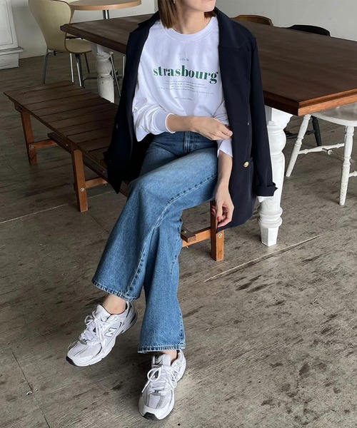 Riberry（リベリー）の「GILDAN strasbourgプリントロンT（Tシャツ/カットソー・レディース・ホワイト×ブラック/ブラック/ホワイト×グリーン/ホワイト×シルバー・LARGE）」の6枚目の写真