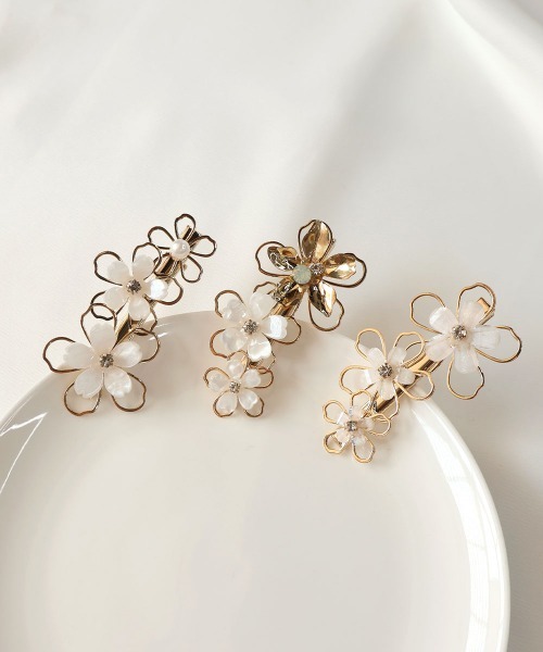 ☆*:.。. ヘアクリップ ♡ ミモザ .。.:*☆ ミモザ ヘアクリップset ヘアクリップ・バナナクリップ Blue