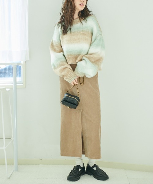 FREE'S MART（フリーズマート）の「【低身長サイズ/Sシリーズ】フロントスリットコーデュロイナロースカート（スカート・レディース・ピンク/ベージュ/ホワイト・MEDIUM/SMALL/X-SMALL）」の13枚目の写真