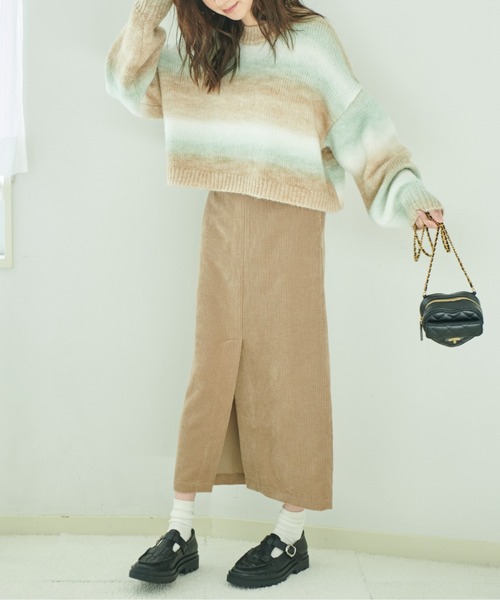 FREE'S MART（フリーズマート）の「【低身長サイズ/Sシリーズ】フロントスリットコーデュロイナロースカート（スカート・レディース・ピンク/ベージュ/ホワイト・MEDIUM/SMALL/X-SMALL）」の7枚目の写真