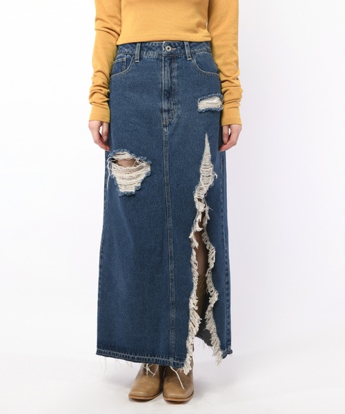 SPIRALGIRL（スパイラルガール）の「スーパースリットデニムスカート（デニムスカート・レディース・ライトブルー/サックスブルー・SMALL/MEDIUM）」の10枚目の写真