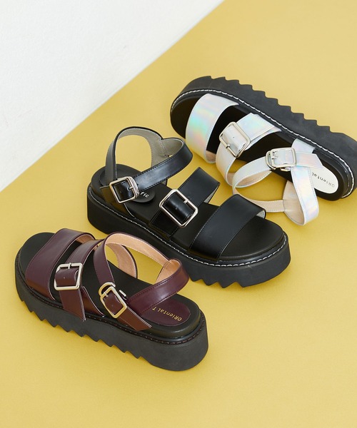 ORiental TRaffic（オリエンタルトラフィック）の「■厚底ダブルベルトサンダル/31235（サンダル・レディース・シルバー/ブラック/ブラウン・SS/S/M/L/LL/3L）」の16枚目の写真