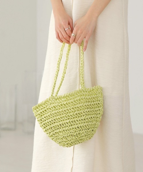 Bab（バブ）の「ペーパーヤーンミニトートバッグ（かごバッグ・レディース・ベージュ/パープル/ライトグリーン・ONESIZE）」の6枚目の写真