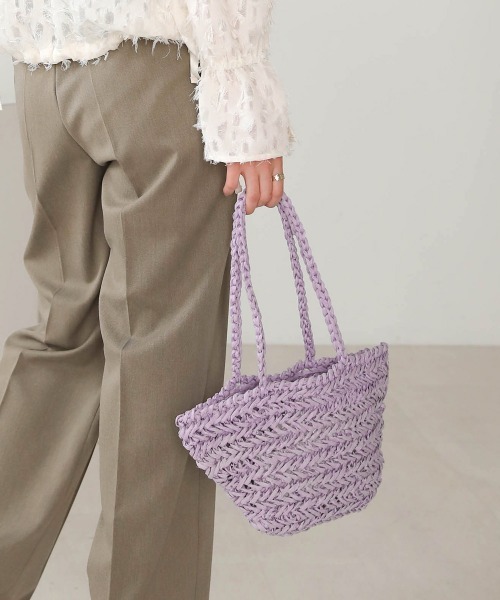 Bab（バブ）の「ペーパーヤーンミニトートバッグ（かごバッグ・レディース・ベージュ/パープル/ライトグリーン・ONESIZE）」の12枚目の写真