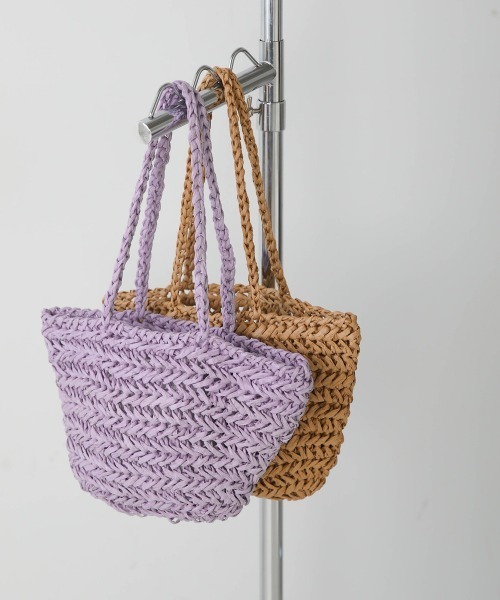 Bab（バブ）の「ペーパーヤーンミニトートバッグ（かごバッグ・レディース・ベージュ/パープル/ライトグリーン・ONESIZE）」の13枚目の写真