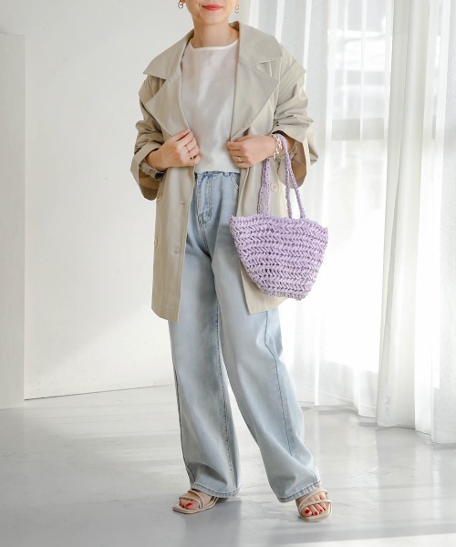 Bab（バブ）の「ペーパーヤーンミニトートバッグ（かごバッグ・レディース・ベージュ/パープル/ライトグリーン・ONESIZE）」の14枚目の写真