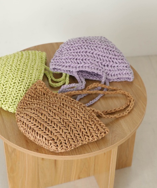 Bab（バブ）の「ペーパーヤーンミニトートバッグ（かごバッグ・レディース・ベージュ/パープル/ライトグリーン・ONESIZE）」の18枚目の写真