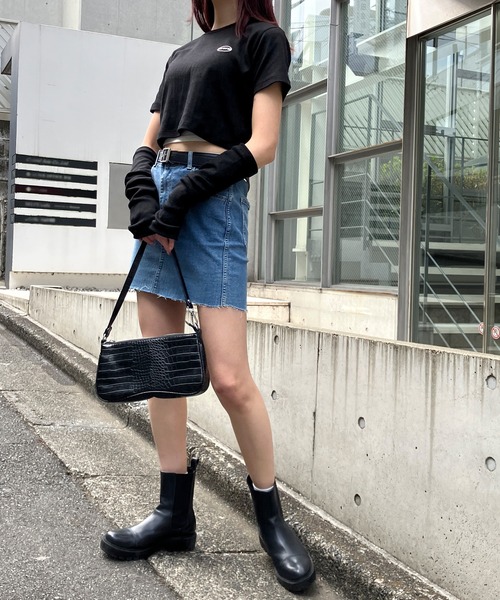 Snap club】アームウォーマー付きショートトップス（Tシャツ