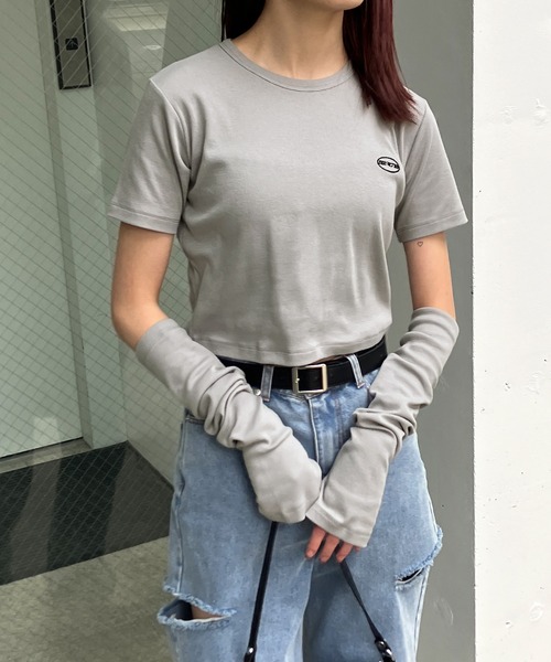 Snap club】アームウォーマー付きショートトップス（Tシャツ
