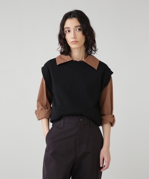 MARGARET HOWELL(マーガレットハウエル)の「COTTON LINEN(ベスト・レディース・ブラック/ホワイト系その他3・2)」の2枚目の写真