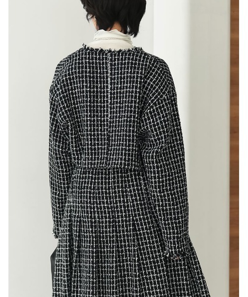 ツイードライクショート丈ノーカラージャケット