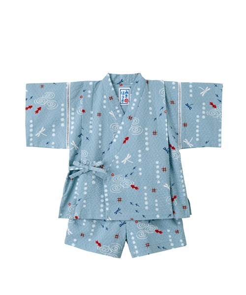 MIKI HOUSE（ミキハウス）の「金魚・とんぼ和柄の甚平スーツ（浴衣・キッズ・ブルー/ホワイト・120cm/110cm/100cm/140cm/130cm/90cm/80ｃｍ）」の2枚目の写真