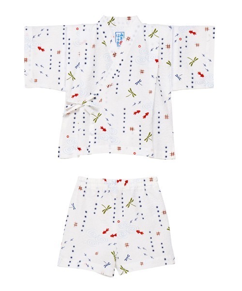 MIKI HOUSE（ミキハウス）の「金魚・とんぼ和柄の甚平スーツ（浴衣・キッズ・ブルー/ホワイト・120cm/110cm/100cm/140cm/130cm/90cm/80ｃｍ）」の3枚目の写真