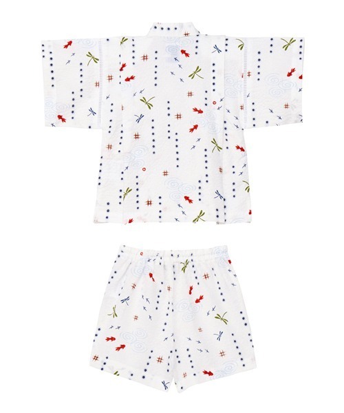 MIKI HOUSE（ミキハウス）の「金魚・とんぼ和柄の甚平スーツ（浴衣・キッズ・ブルー/ホワイト・120cm/110cm/100cm/140cm/130cm/90cm/80ｃｍ）」の4枚目の写真