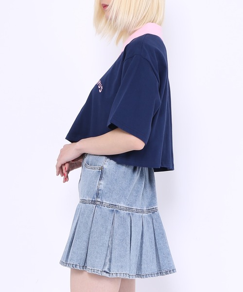 PUNYUS（プニュズ）の「プリーツヘムデニムミニスカート（デニムスカート・レディース・ライトブルー/ブラック・1/2/4/3）」の17枚目の写真
