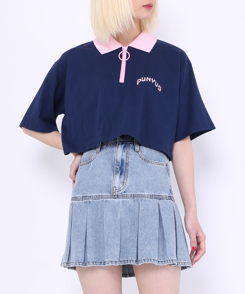 PUNYUS（プニュズ）の「プリーツヘムデニムミニスカート（デニムスカート・レディース・ライトブルー/ブラック・1/2/4/3）」の15枚目の写真