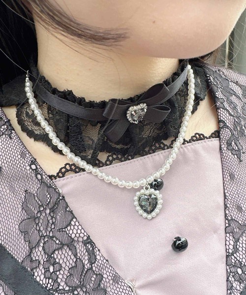 ROJITA（ロジータ）の「パールハートネックレスチョーカー（チョーカー・レディース・ブラック/ホワイト・FREE）」の7枚目の写真