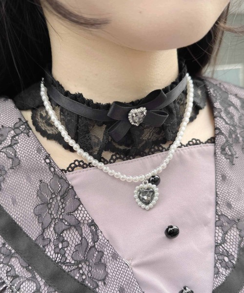 ROJITA（ロジータ）の「パールハートネックレスチョーカー（チョーカー・レディース・ブラック/ホワイト・FREE）」の9枚目の写真