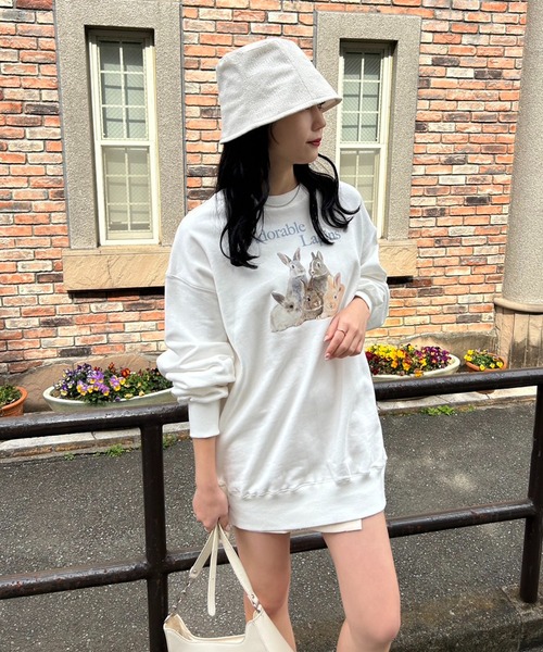 one after another NICE CLAUP（ワンアフターアナザーナイスクラップ）の「オーバーサイズが可愛い。うさぎアソートスウェット（スウェット・レディース・レッド/オフホワイト/ピンク/オートミール・FREE）」の16枚目の写真