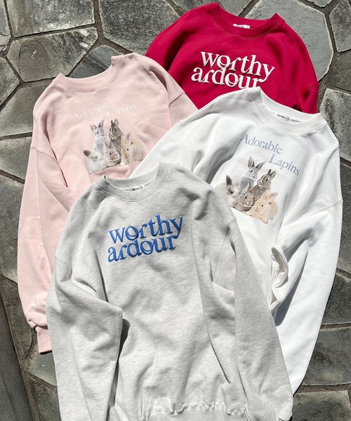 one after another NICE CLAUP（ワンアフターアナザーナイスクラップ）の「オーバーサイズが可愛い。うさぎアソートスウェット（スウェット・レディース・レッド/オフホワイト/ピンク/オートミール・FREE）」の18枚目の写真