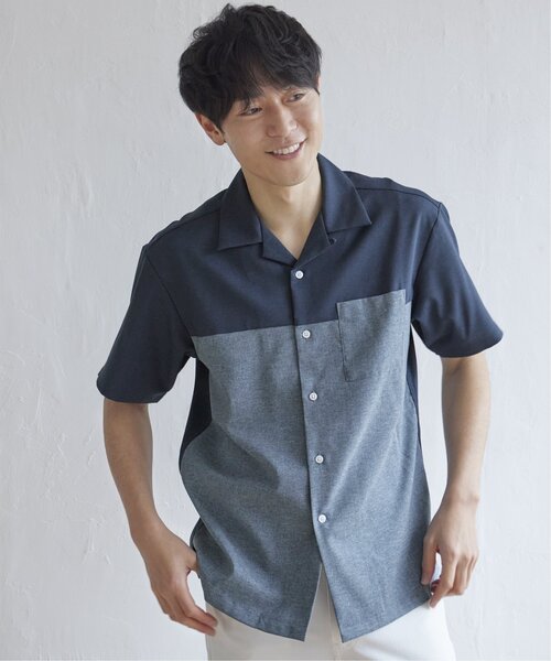 ikka(イッカ)の「バイカラーオープンカラーシャツ(シャツ/ブラウス・メンズ・グレー/クリアグリーン/ライトグレー/ブルー・S/M/XL/L)」の16枚目の写真